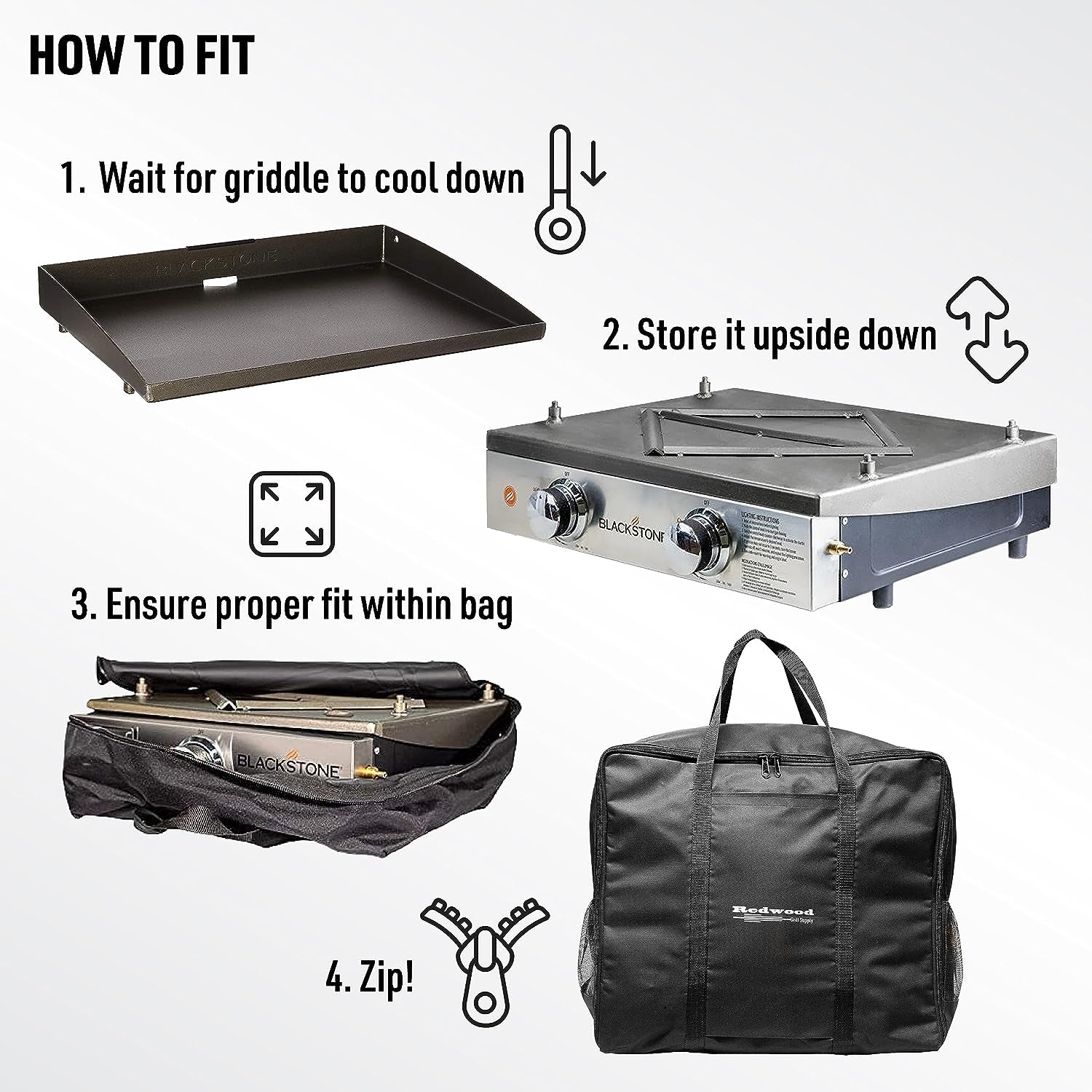 Portable 22" Griddle Carry Bag for Blackstone 22 Inch Griddle and Similar Table Top Grills, Includes Deluxe Storage Pockets for BBQ Toolkit Accessories, Utensils and Squeeze Bottles