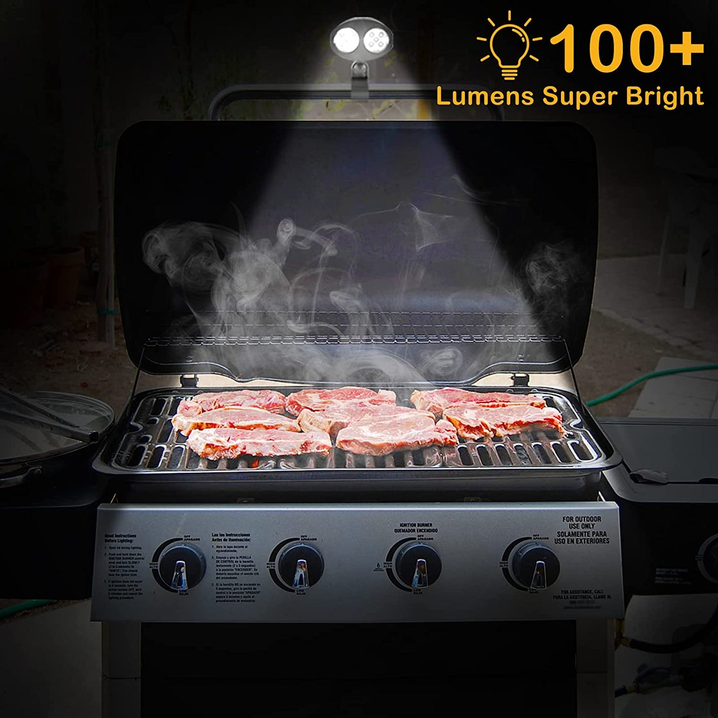 Grill Light BBQ Accessories - Upgraded Waterproof Grilling Accessories for Outdoor Grill, Smoker Accessories Grilling Gifts for Men Women Dad, Flexible BBQ Light with 10 Super Bright LED Lamps