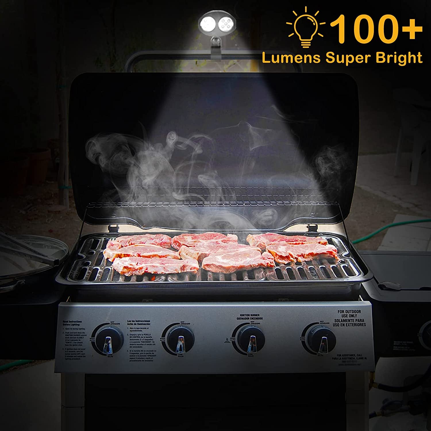 Grill Light BBQ Accessories - Upgraded Waterproof Grilling Accessories for Outdoor Grill, Smoker Accessories Grilling Gifts for Men Women Dad, Flexible BBQ Light with 10 Super Bright LED Lamps