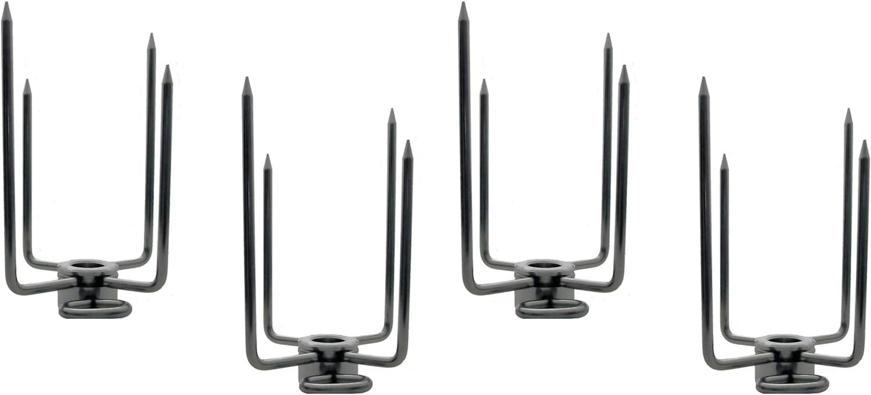 Onegrill Stainless Steel Grill Rotisserie Spit Rod Forks (Fits: 1/2 Inch Hexagon, 3/8 Inch Square, 1/2 Inch Round). 2-Pack (Includes 2 Sets)