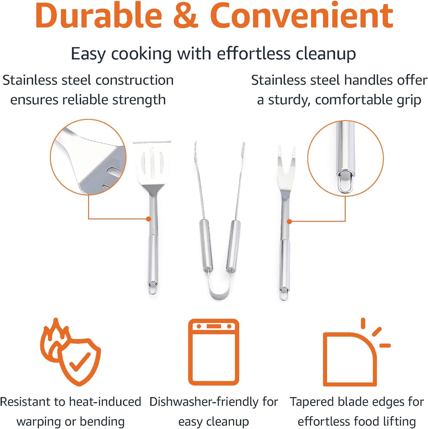 4-Piece Stainless Steel Barbeque Grilling Tool Set with Carry Bag