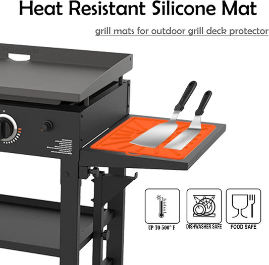 Grill Mat, Side Shelf Mat for Blackstone, Silicone Grill Pad for Outdoor Grill Kitchen Counter, Food Grade Griddle Mat, BBQ Grill Mats, Baking Mats, Grill Prep Trays, Hot Pads