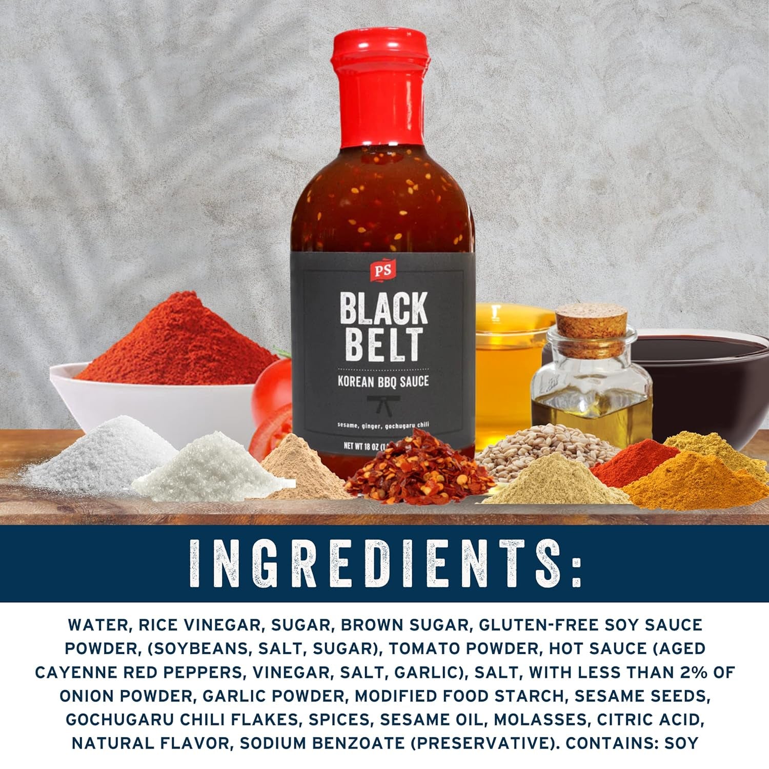 PS Seasoning Blackbelt Korean BBQ Sauce - Great on Beef Short Ribs, Pork Belly, Kabobs, Burgers, Salmon and More