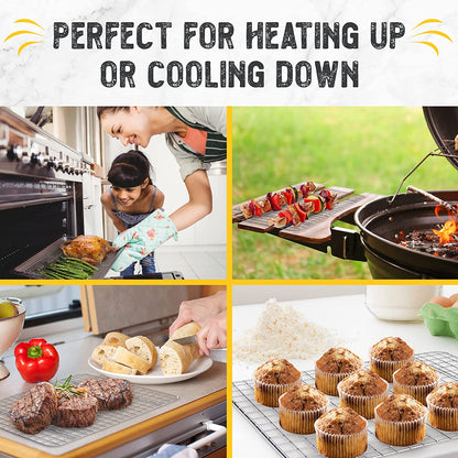 Checkered Chef Cooling Rack - Set of 2 Stainless Steel, Oven Safe Grid Wire Cookie Cooling Racks for Baking & Cooking - 8” X 11 ¾"