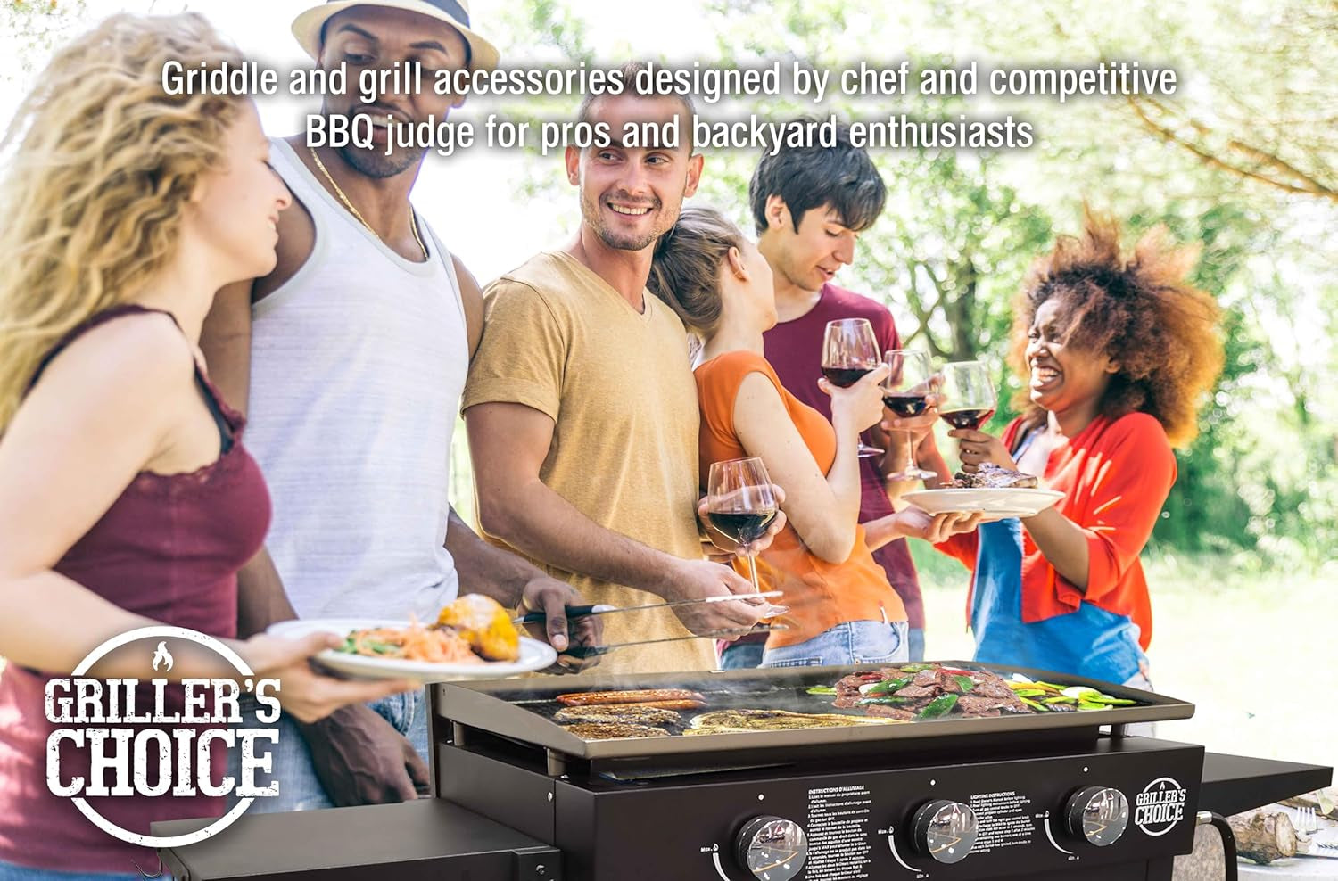 Outdoor Griddle Grill Propane Gas Flat Top - Hood Included, 4 Shelves, Disposable Grease Cups, 36,000 Btu'S, Large Cooking Area, Paper Towel Holder.