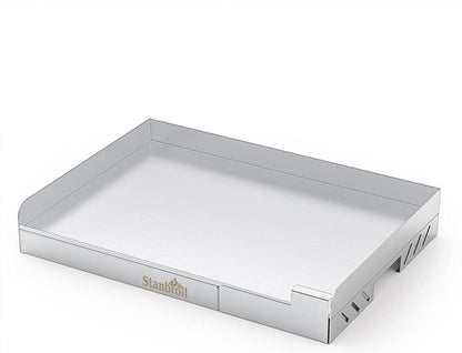 Universal Stainless Steel Grill Griddle with Even Heat Cross Bracing for BBQ Charcoal/Gas Grills, Camping, Tailgating, and Parties 18” X 12.5”