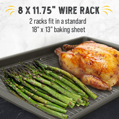 Checkered Chef Cooling Rack - Set of 2 Stainless Steel, Oven Safe Grid Wire Cookie Cooling Racks for Baking & Cooking - 8” X 11 ¾"