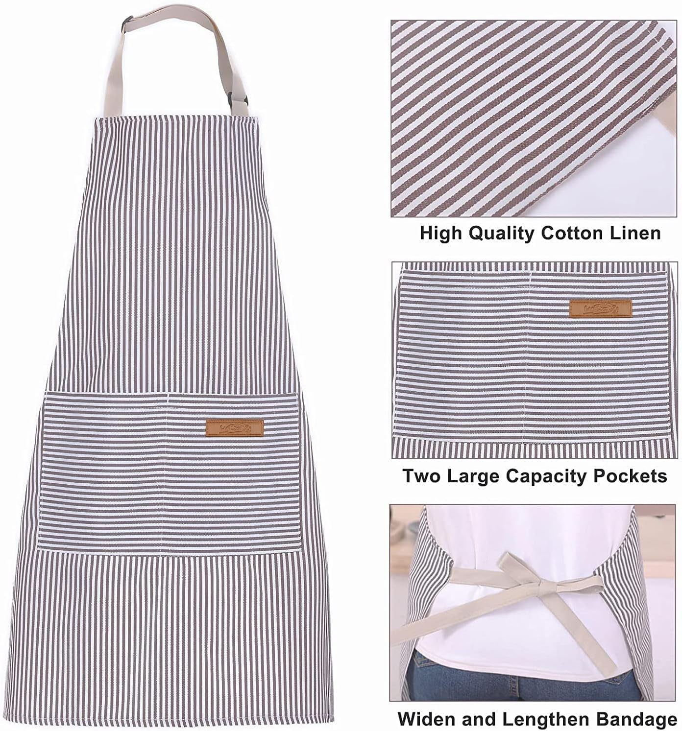 Apron, Adjustable 2 Pack Bib Aprons with 2 Pockets Cooking Kitchen Aprons for Men Women BBQ Outdoors Baking Chef Apron