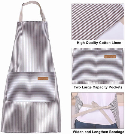 Apron, Adjustable 2 Pack Bib Aprons with 2 Pockets Cooking Kitchen Aprons for Men Women BBQ Outdoors Baking Chef Apron