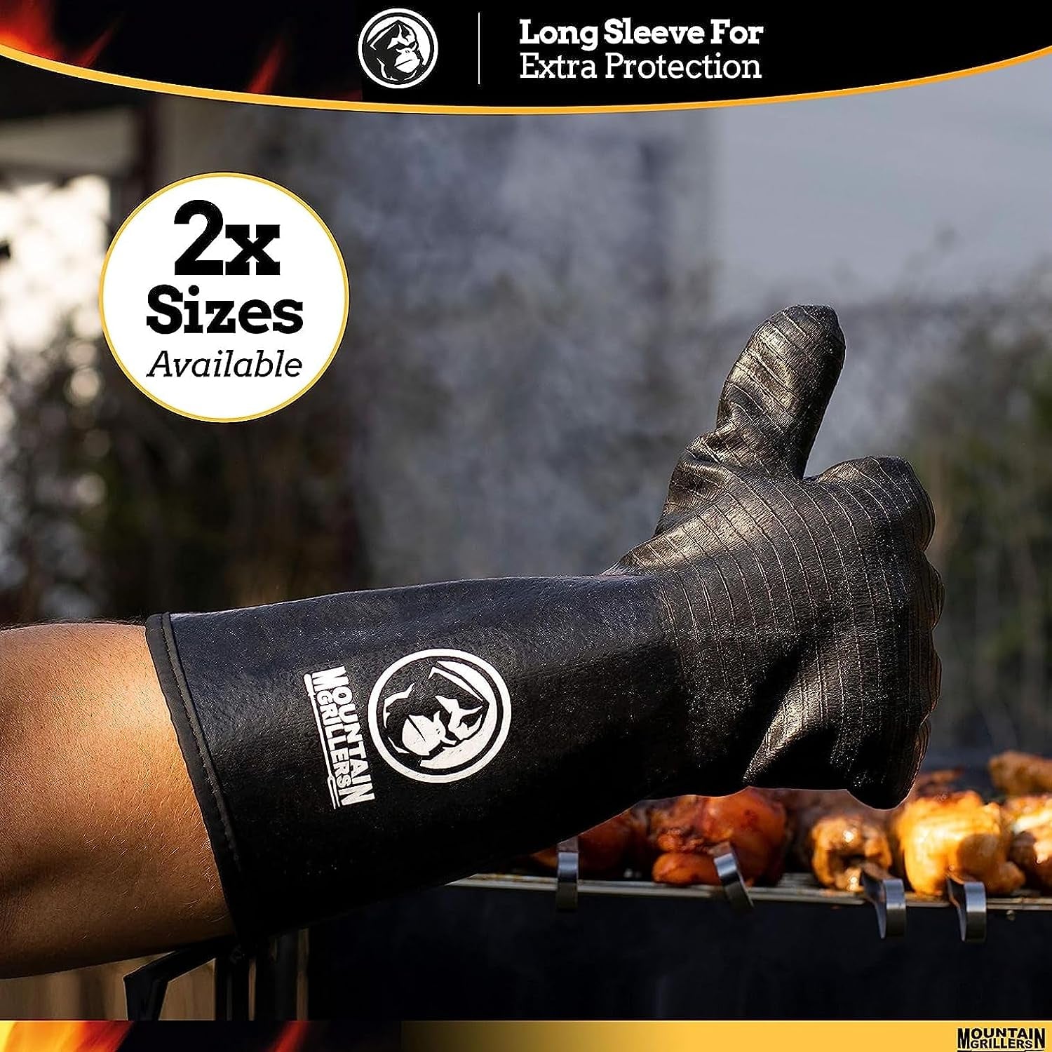Extreme Heat Resistant Gloves for Grill BBQ High Temperature Fire Pit Gloves Barbecue Cooking, Smoker, Oven, Fryer, Grilling Waterproof, Fireproof Oil Resistant Neoprene Coating 14In