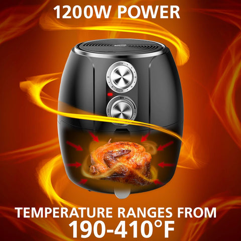 Image of 3.2-Quart Small Electric Air Fryer, Timer & Temp. Control (Black, Silver) (AF-300BK)