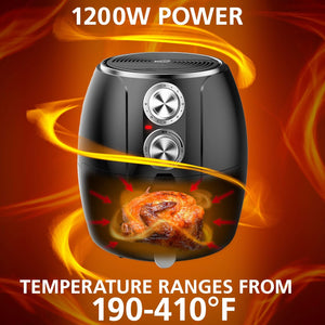 3.2-Quart Small Electric Air Fryer, Timer & Temp. Control (Black, Silver) (AF-300BK)