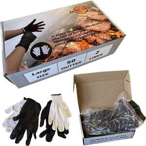 Disposable Nitrile BBQ Gloves with Cotton Liners for Outdoor Cooking Grilling Smokers and Barbecue Competition