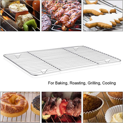 P&P CHEF Cooling Rack Set for Baking Cooking Roasting Oven Use, 4-Piece Stainless Steel Grill Racks, Fit Various Size Cookie Sheets - Oven & Dishwasher Safe