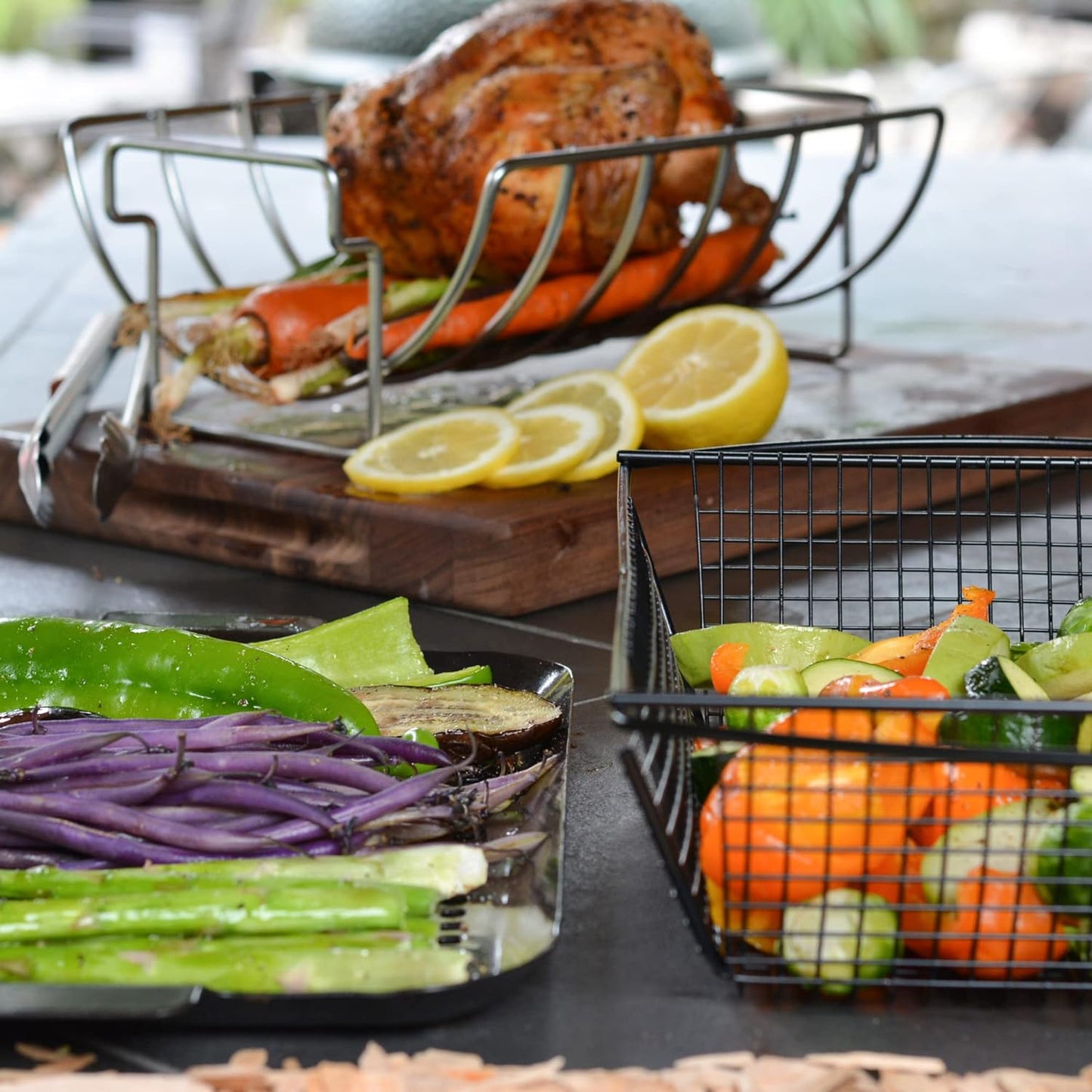 RSVP International Kitchen Roasting Pan Collection Durable Dishwasher Safe Stainless Steel, Reversible Rib/Roast Rack, 15.75X9.75X5.25"