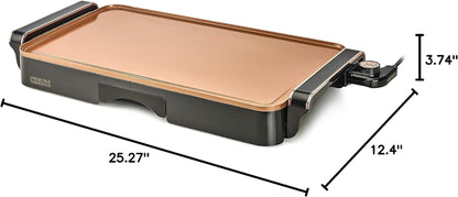 Electric Griddle with Nonstick Ceramic Coating, Cool-Touch Handles, and Slide-Out Drip Tray - Indoor Grill for Breakfast, Eggs, Pancakes, and Burgers