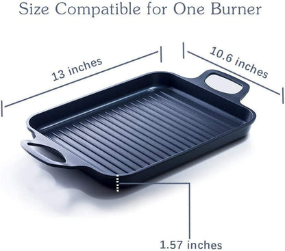 Nonstick Grill Pan, Induction Stove Top Grill Plate, Glass Grilling Pan for Indoor, Gas Range Grill Panel/Skillet