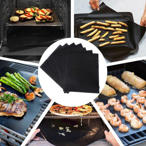 Image of Grill Mats for Outdoor Grill, Grill Mats Non Stick Set of 5 BBQ Grill Mat Baking Mats Teflon BBQ Grill Accessories Reusable,Works on Gas, Charcoal, Electric Grill 15.75 X 13-Inch, Black