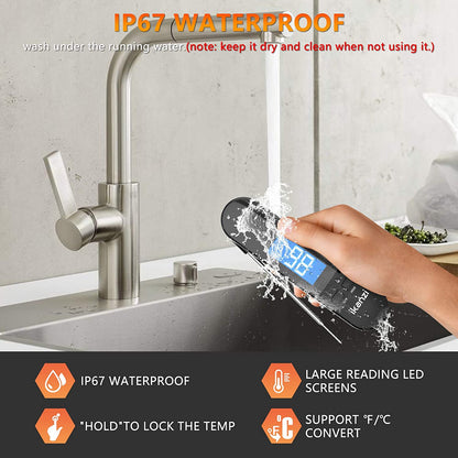 Meat Thermometer for Cooking Food Thermometer Digital Instant Read Kitchen Cooking Thermometer with Backlight LCD for Grilling/Bbq/Baking/Candy/Liquids/Oil (Black)