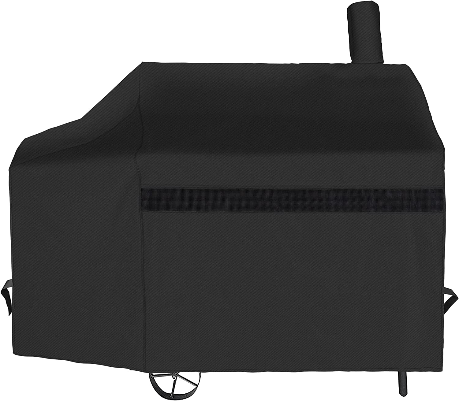 NEXCOVER Offset Smoker Cover - 60 Inch Waterproof Charcoal Grill Cover, Outdoor Heavy Duty BBQ Cover, Rip Resistant Smokestack Barbecue Cover for Brinkmann Char-Broil Weber Nexgrill, Black.