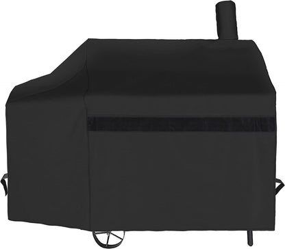 NEXCOVER Offset Smoker Cover - 60 Inch Waterproof Charcoal Grill Cover, Outdoor Heavy Duty BBQ Cover, Rip Resistant Smokestack Barbecue Cover for Brinkmann Char-Broil Weber Nexgrill, Black.