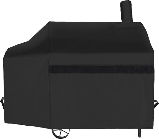 NEXCOVER Offset Smoker Cover - 60 Inch Waterproof Charcoal Grill Cover, Outdoor Heavy Duty BBQ Cover, Rip Resistant Smokestack Barbecue Cover for Brinkmann Char-Broil Weber Nexgrill, Black.
