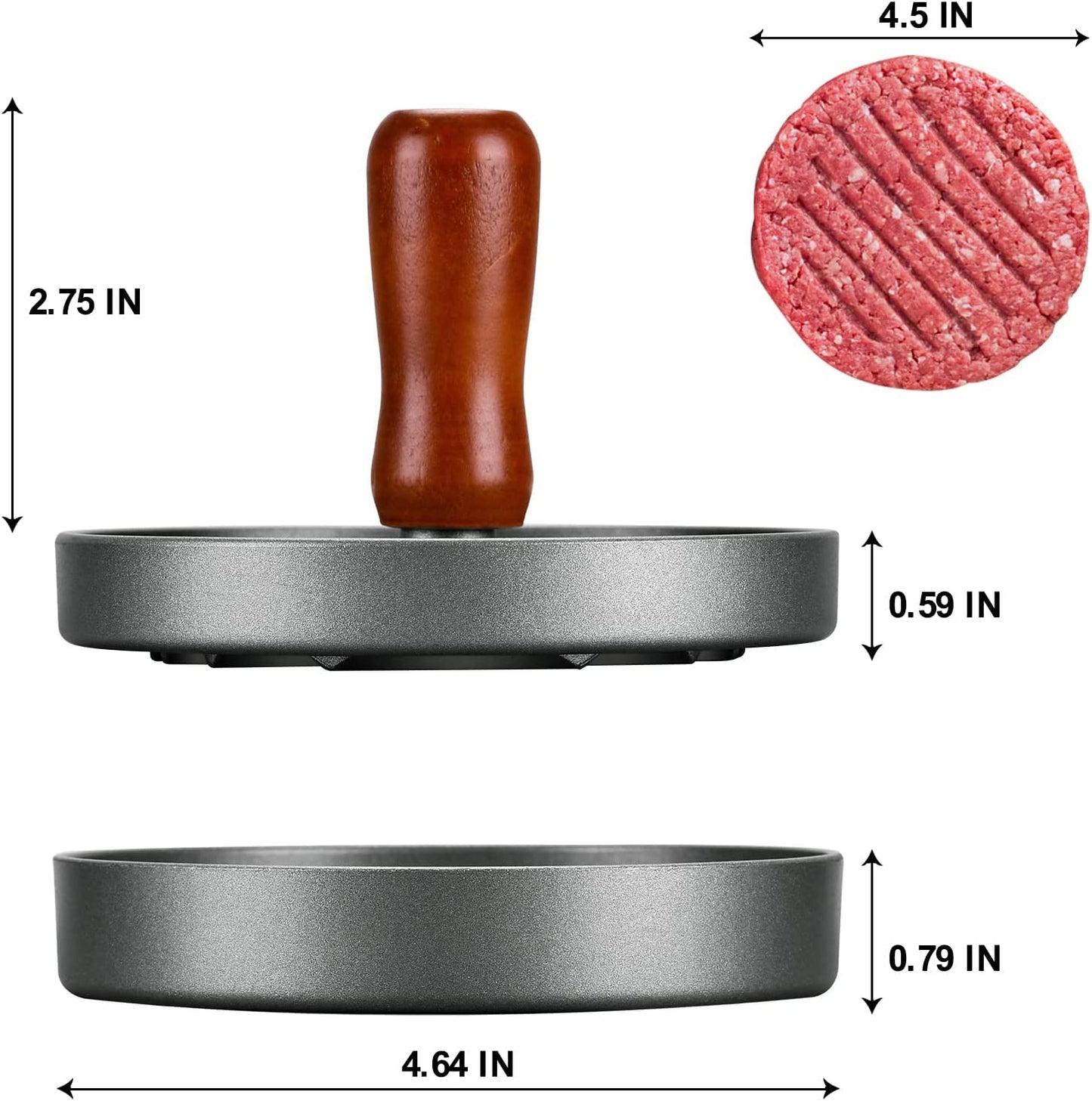 PIQUEBAR Burger Press Patty Maker Stainless Steel Hamburger Mold Non-Stick with 100 Patty Papers