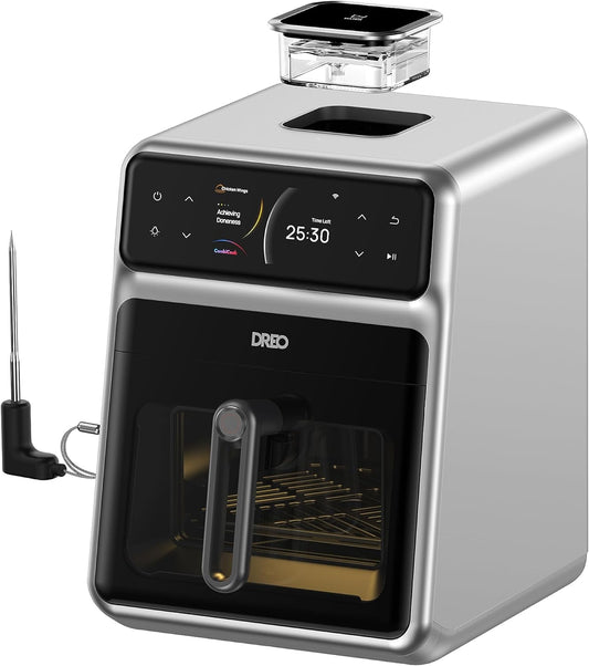 Chefmaker Combi Fryer, Cook like a Pro with Just the Press of a Button, Smart Air Fryer Cooker with Cook Probe, Water Atomizer, 3 Professional Cooking Modes, 6 QT