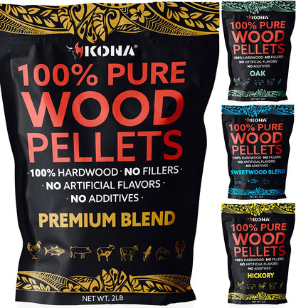 Best Wood Smoking Pellets - Grilling Smoker Tube Pellets Variety Pack - 100% Hickory,  Premium Blend, 100% Oak,  Signature Sweetwood Blend - 2 Pound Bags