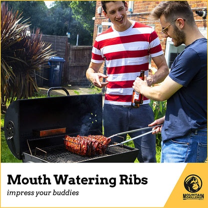MOUNTAIN GRILLERS BBQ Rib Racks for Smoking, Gas Smoker or Charcoal Grill, Sturdy & Non Stick Standing for Gas Grill, Bbq Grill, Holds up to 5 Baby Back Ribs, Grilling & Barbecue Gifts for Men Black
