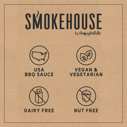 Smokehouse by Thoughtfully, Ultimate BBQ Sampler Set, Vegan and Vegetarian, Includes a Variety of Flavorful USA Made BBQ Sauces, Rubs, and Salts for Smoking and Grilling in Sample Size Glass Bottles