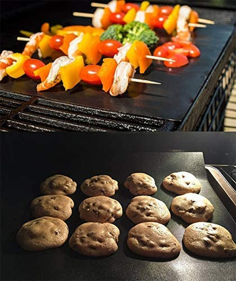 Grill Mat Set of 6 - Non-Stick BBQ Outdoor Grill & Baking Mats - Reusable and Easy to Clean - Works on Gas, Charcoal, Electric Grill and More - 15.75 X 13 Inch