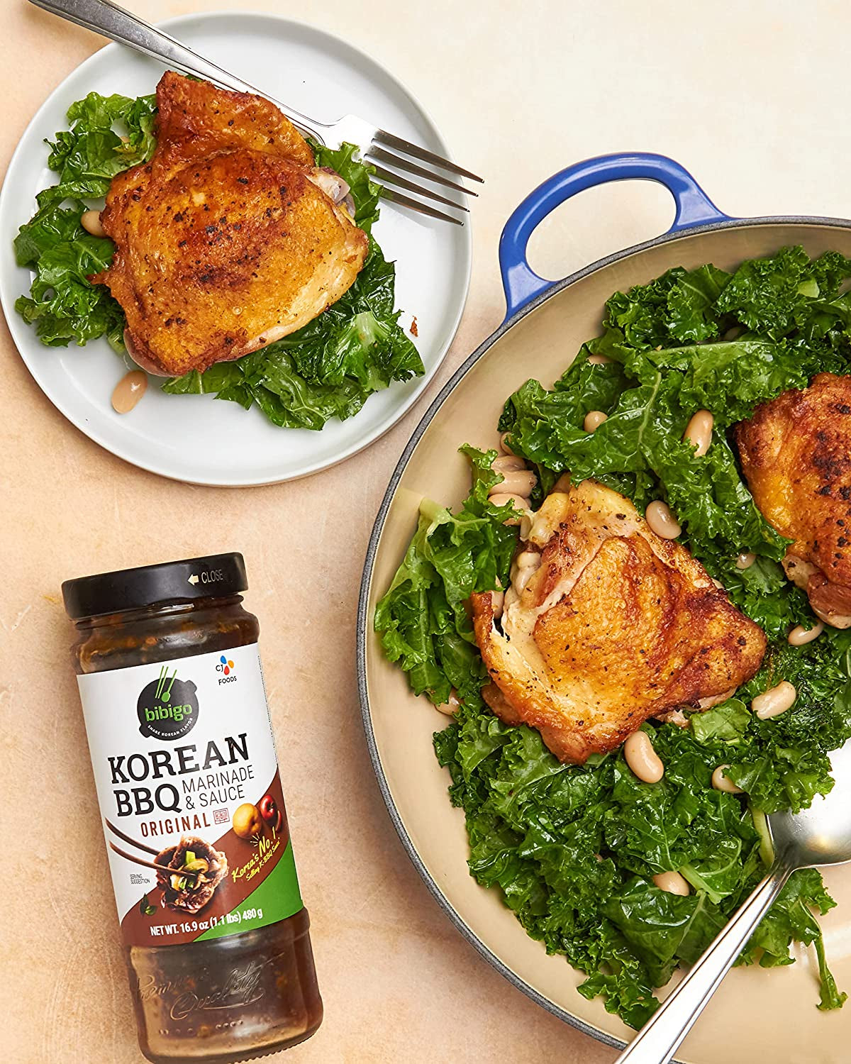 Bibigo Korean BBQ Marinade and Sauce - Original, Sweet & Savory Flavor, Perfect for Bulgogi, Galbi, Wings, 1.05 Lb (Pack of 6)