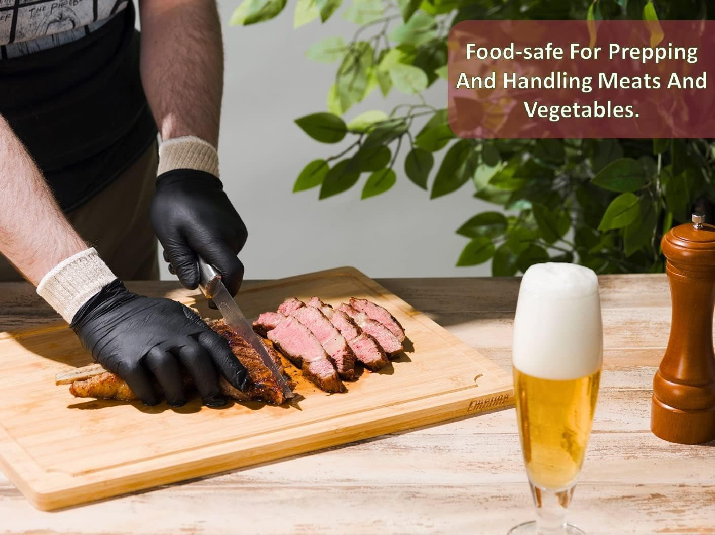 BBQ Gloves 4 Cotton Glove Liners and 100 Disposable Gloves Washable Cotton Liners Powder Latex Free Nitrile Gloves