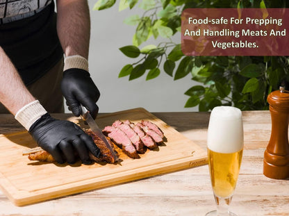 BBQ Gloves 4 Cotton Glove Liners and 100 Disposable Gloves Washable Cotton Liners Powder Latex Free Nitrile Gloves