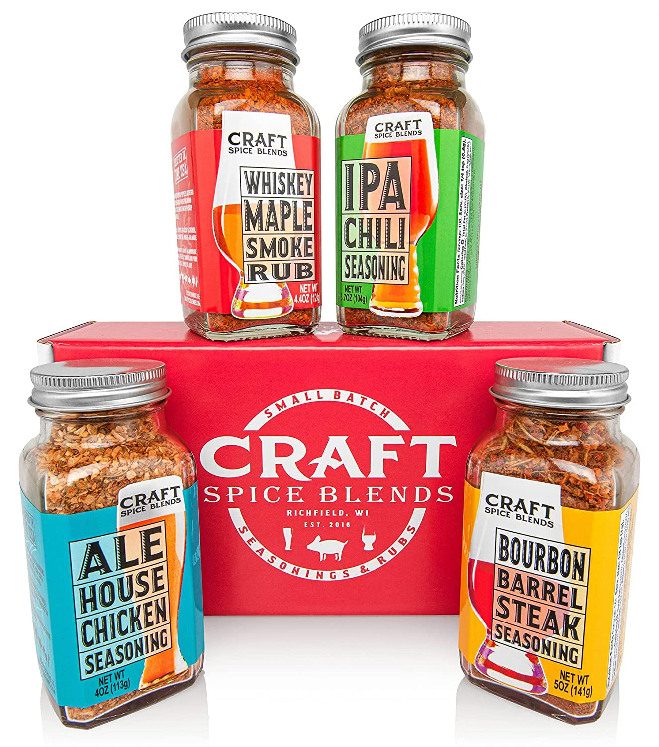 Craft Spice Blends Grilling Seasoning & Rub 4-Pack Gift Set | All Natural | USA Small Business | Grill Gift for Men or Women