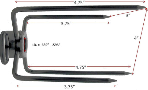 Image of Onegrill Stainless Steel Grill Rotisserie Spit Rod Forks (Fits: 1/2 Inch Hexagon, 3/8 Inch Square, 1/2 Inch Round)