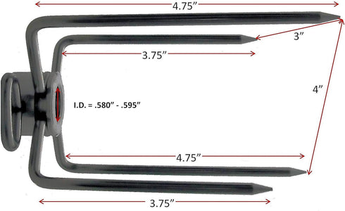 Onegrill Stainless Steel Grill Rotisserie Spit Rod Forks (Fits: 1/2 Inch Hexagon, 3/8 Inch Square, 1/2 Inch Round)