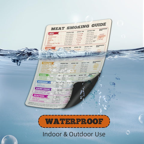 Image of Meat Smoking Guide Magnet - 6.9 × 9.8 Inches Meat Smoking Chart Magnet Contains 8 Popular Meat Smoking Temperature & Time & Wood Chips, the Best Accessories for BBQ Grill Smoker (Multi Color)