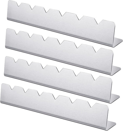 4 Pcs Skewers Holder Stainless Steel Shish Kabob Rack BBQ Long Skewers Rack for round Flat Wood Metal Bamboo Skewers Grilling Accessories 12 Inch