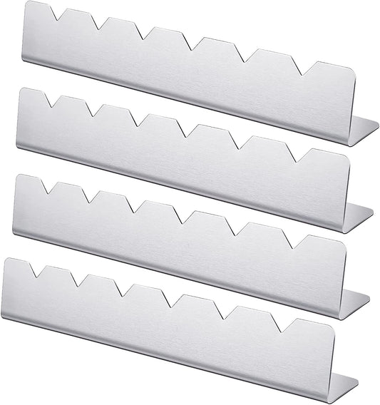 4 Pcs Skewers Holder Stainless Steel Shish Kabob Rack BBQ Long Skewers Rack for round Flat Wood Metal Bamboo Skewers Grilling Accessories 12 Inch