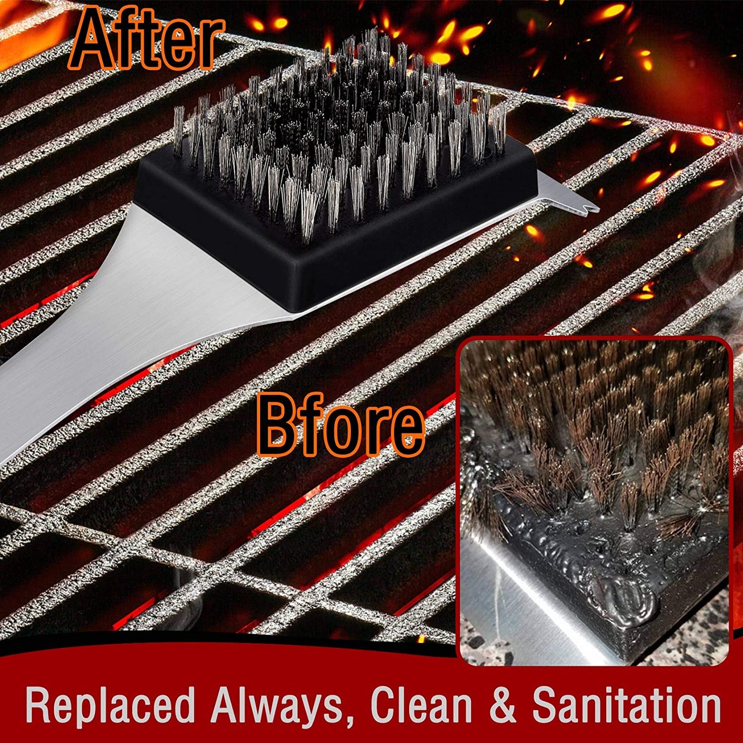 4 PCS Grill Brush Replacement Heads,  Wire Bristle Free Grill Cleaning Brush Replaceable Heads for Grill Brush and Scraper, Grill Barbecue Cleaner Refill, Perfect Griller Choice, 3.3" X 2.5"