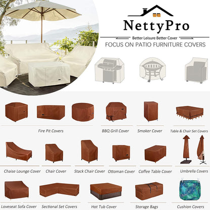 Nettypro BBQ Grill Cover 56 Inch Outdoor Patio 600D Heavy Duty Waterproof 2-3 Burner Barbecue Cover for Weber, Char-Broil, Brinkmann, Nexgrill Grills and More, Brown