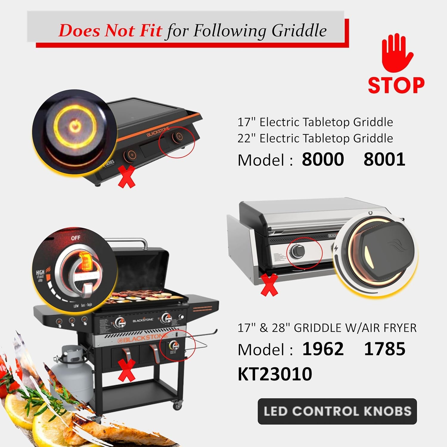 Gas Griddle Orange Knob Replacement for Blackstone Griddle Walmart Knobs,4-Pack