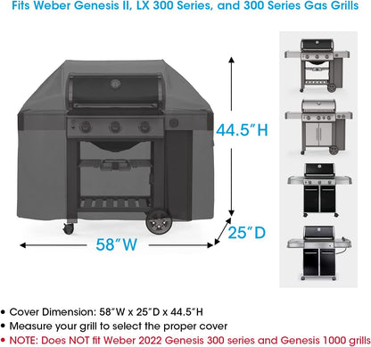 Unicook 58 Inch Grill Cover for Weber Genesis II, Genesis II LX 300 Series and Genesis 300 Series Gas Grills, Heavy Duty Waterproof Barbecue Cover, Fade Resistant BBQ Cover, Compared to Weber 7130