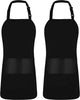 2 Pack Bib Apron, Adjustable with 2 Pockets, Water and Oil Resistant, Cooking Kitchen Chef Apron for Women Men
