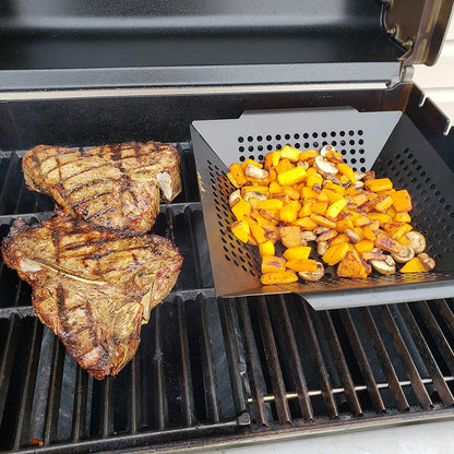 Kona Extra Large Grill Basket for Veggies - Premium Nonstick Grilling Basket/Grill Net - Essential Grilling Accessories for Outdoor Grill & BBQ, 14X13X4 Inches