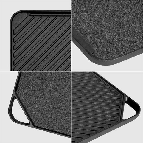 Image of 10 Inch Cast Iron Griddle for Gas Grill, Cast Iron Griddle Pan for Stove Top, Reversible Cast Iron Griddle for Grill