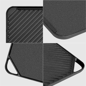 10 Inch Cast Iron Griddle for Gas Grill, Cast Iron Griddle Pan for Stove Top, Reversible Cast Iron Griddle for Grill