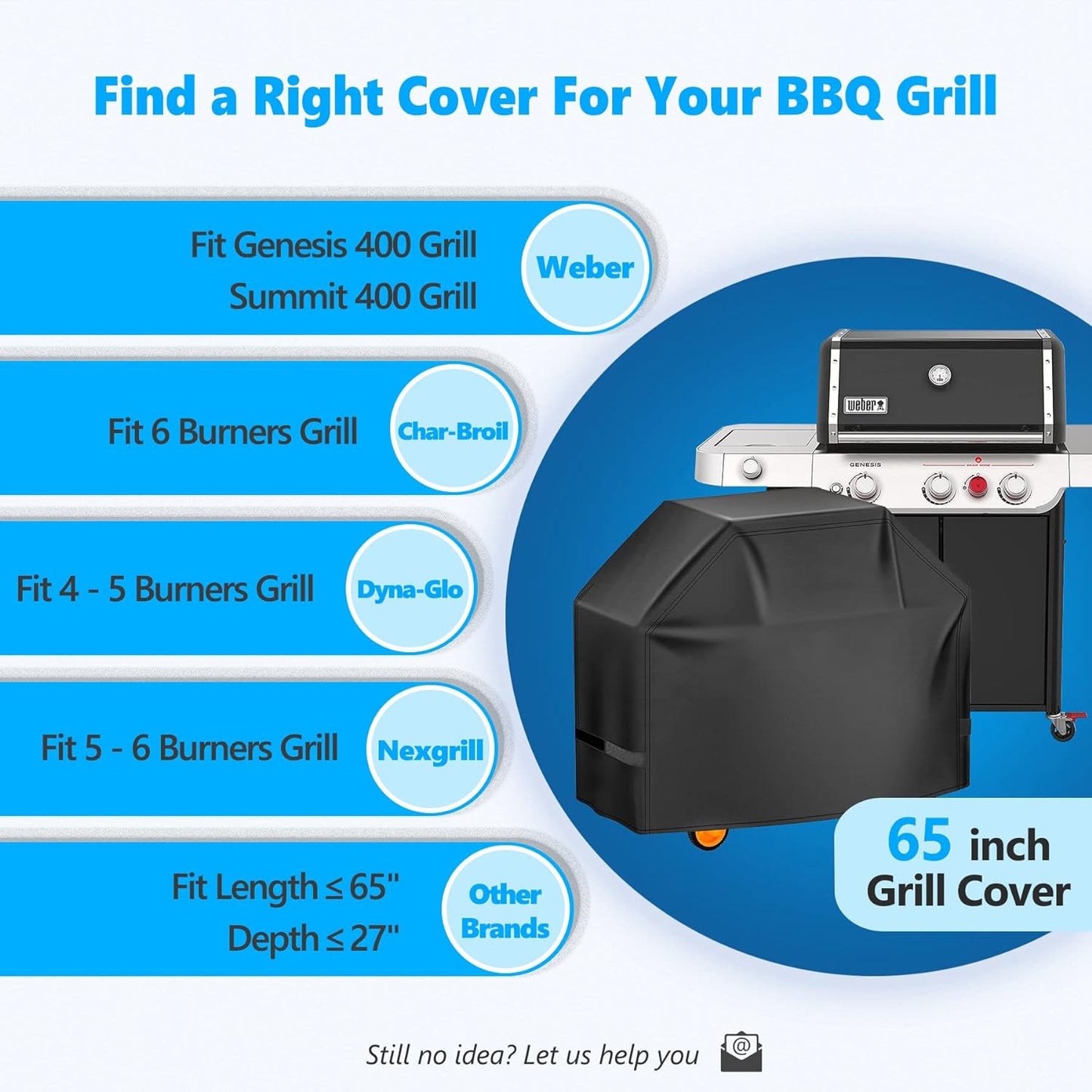 Homwanna Grill Cover 65 Inch - Superior BBQ Cover for Weber Genesis 400 and Summit 400 Series Gas Grill - 600D Outdoor Barbecue Cover for Weber 4 Burner Genesis Ii E325S, E410 and Summit E470, S420